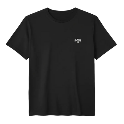 Schwarzes T-Shirt mit weißem Logo