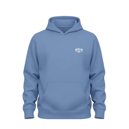 Berlin Go Hoodie in Powder Blue mit weißem Logo