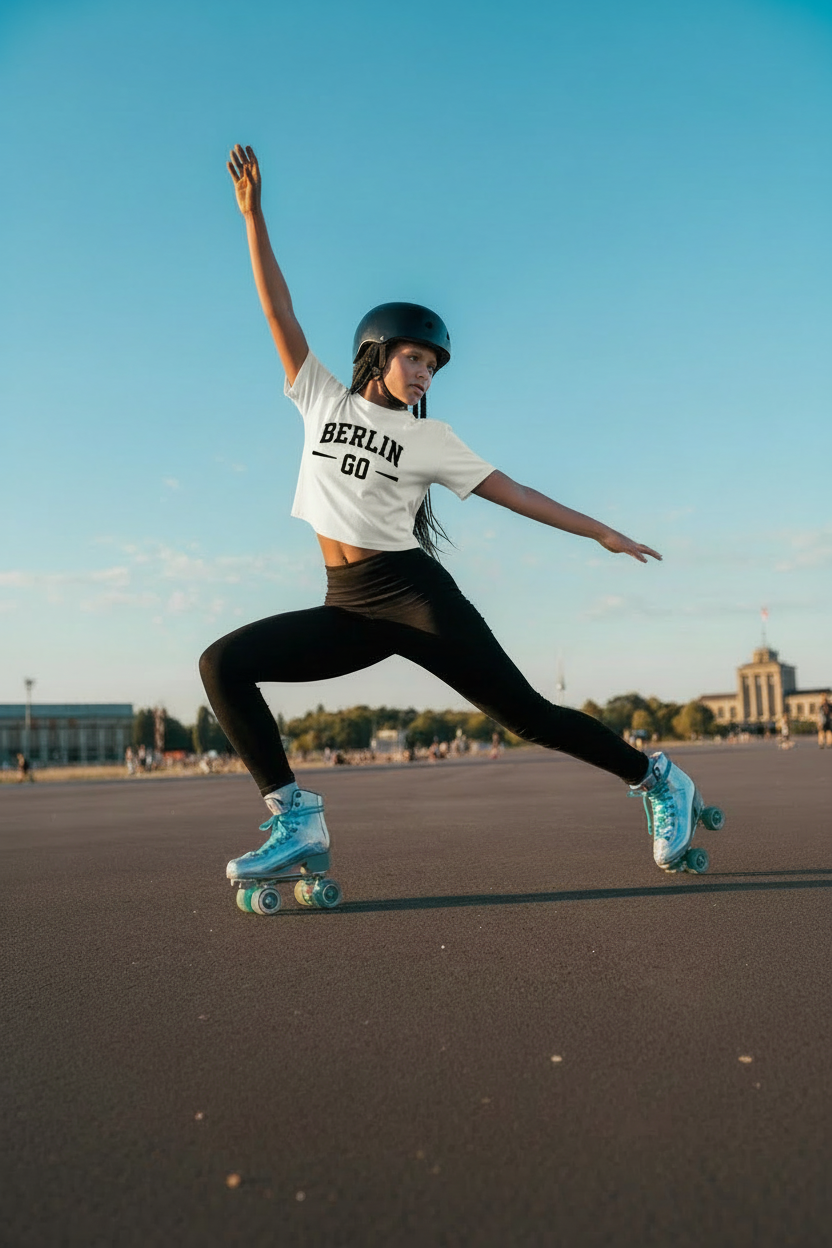 Rollschuhfahrerin mit T-Shirt